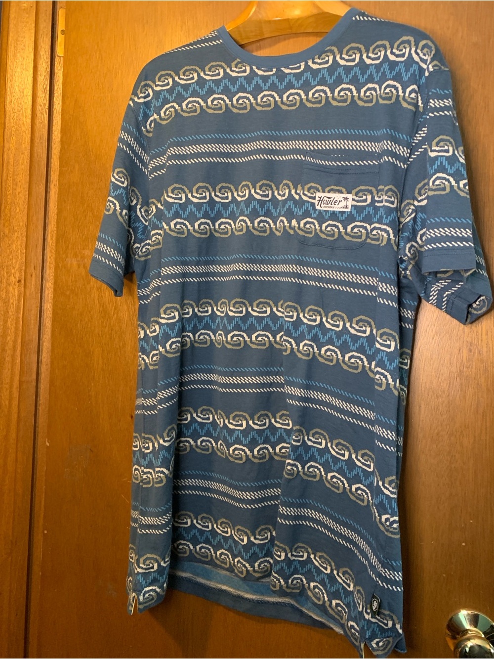 Howler Brothers Teal & Cream Patterned Short Sleeve Tee